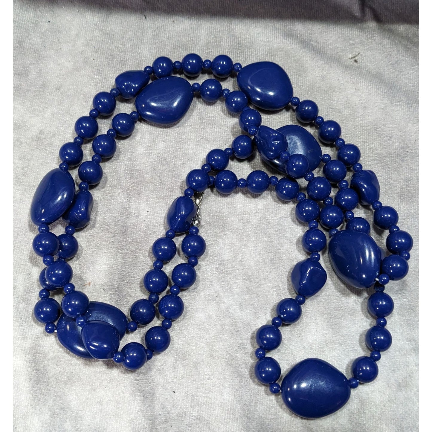Chunky Retro Dark Blue Beaded Opera Necklace