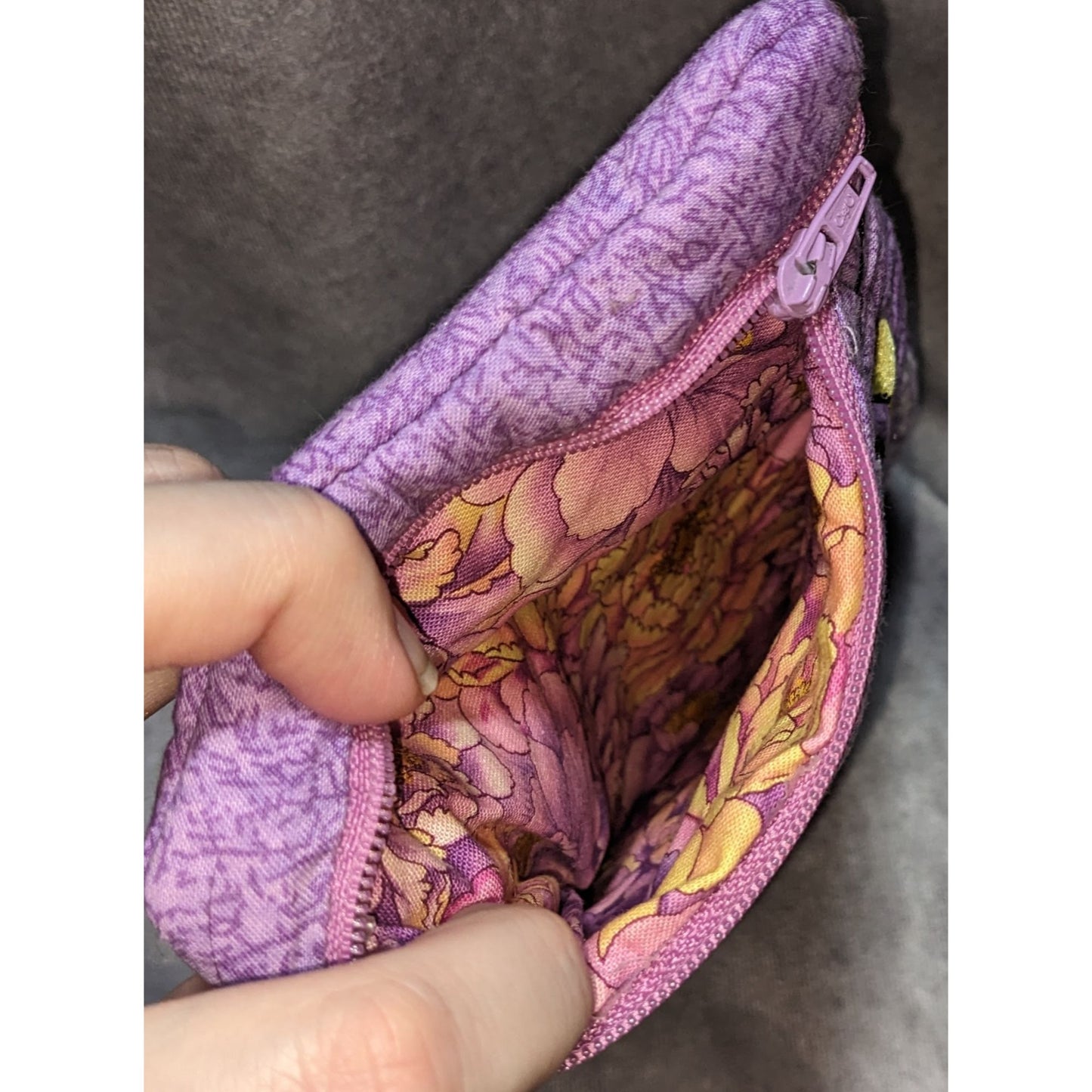 Purple Owl Quilted Zipper Pencil Case