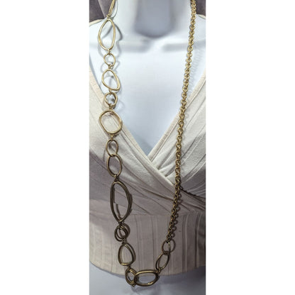 Premier Designs Asymmetrical Gold Tone Abstract Link Necklace