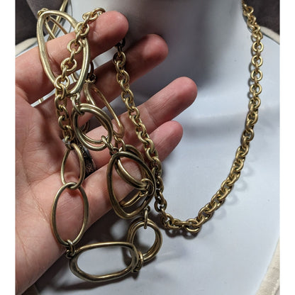 Premier Designs Asymmetrical Gold Tone Abstract Link Necklace