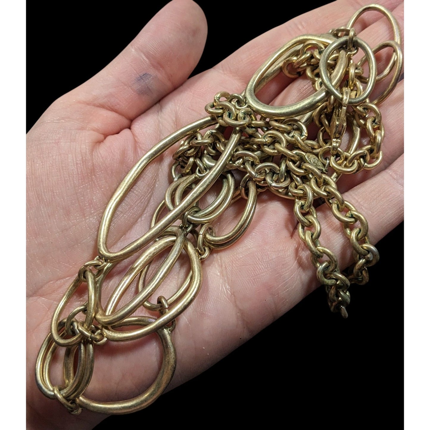 Premier Designs Asymmetrical Gold Tone Abstract Link Necklace