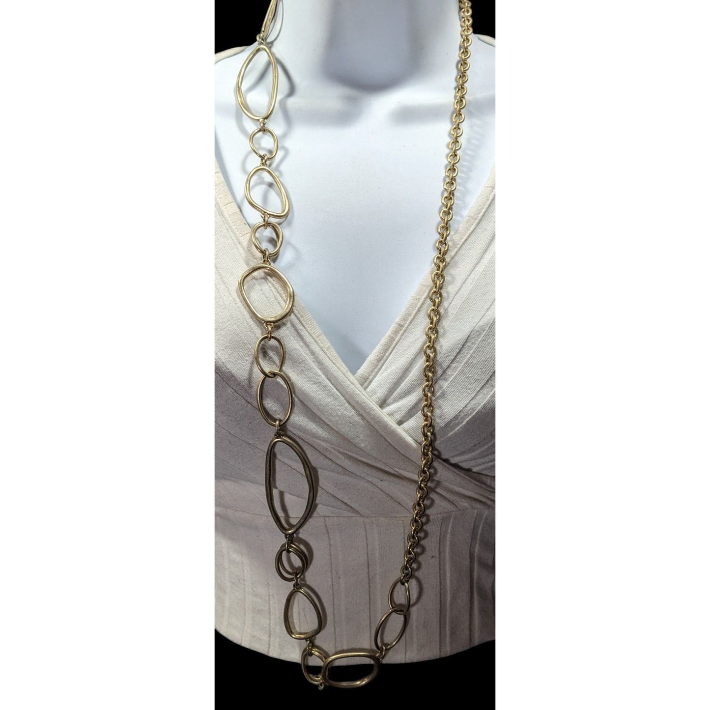 Premier Designs Asymmetrical Gold Tone Abstract Link Necklace