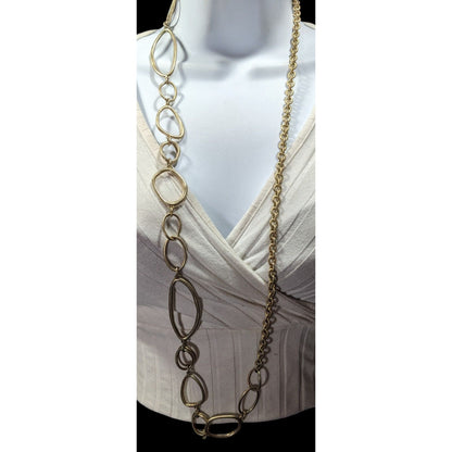 Premier Designs Asymmetrical Gold Tone Abstract Link Necklace