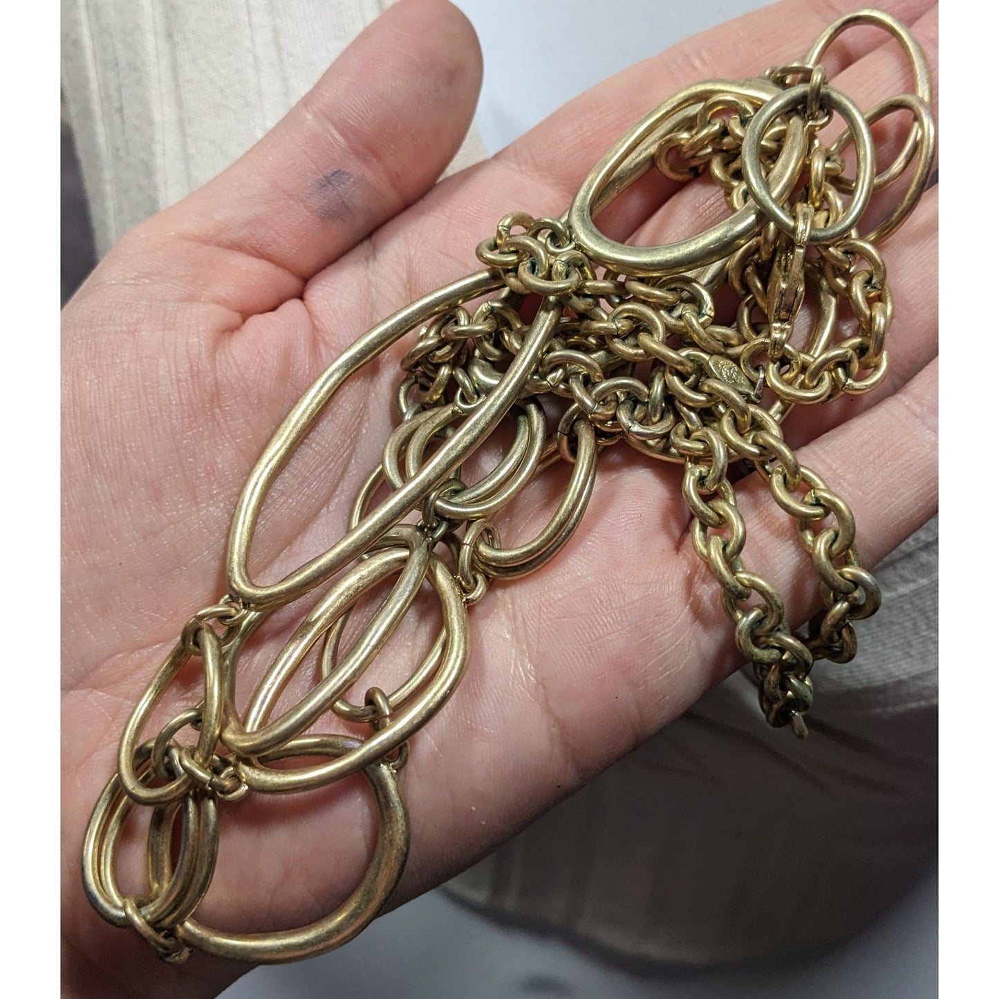Premier Designs Asymmetrical Gold Tone Abstract Link Necklace