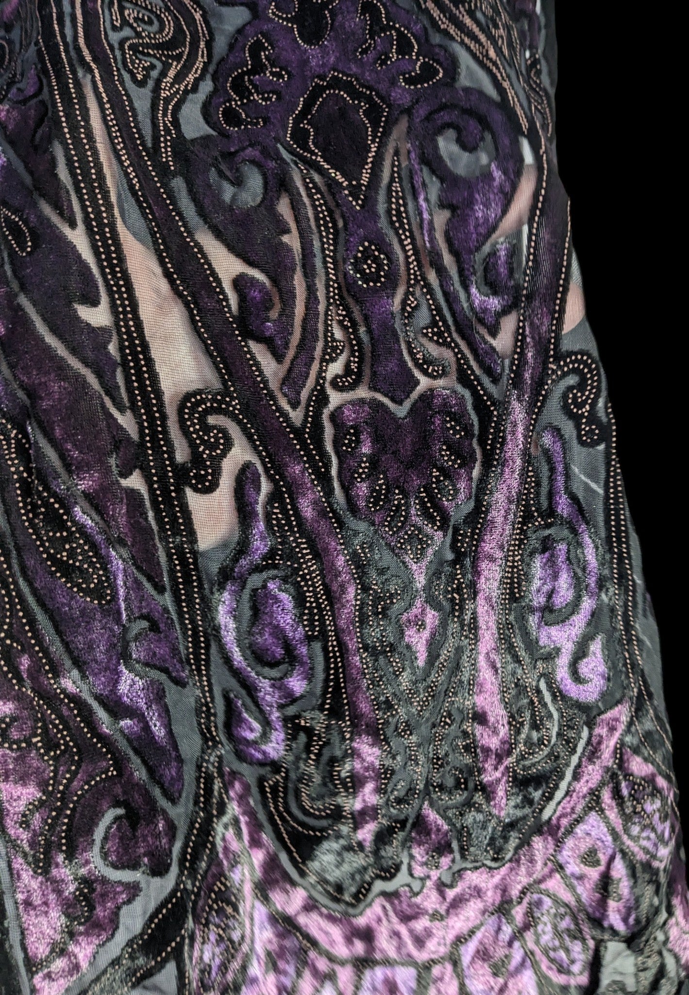 Vintage Gothic Burnt Velvet Paisley Scarf Wrap