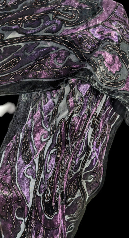 Vintage Gothic Burnt Velvet Paisley Scarf Wrap