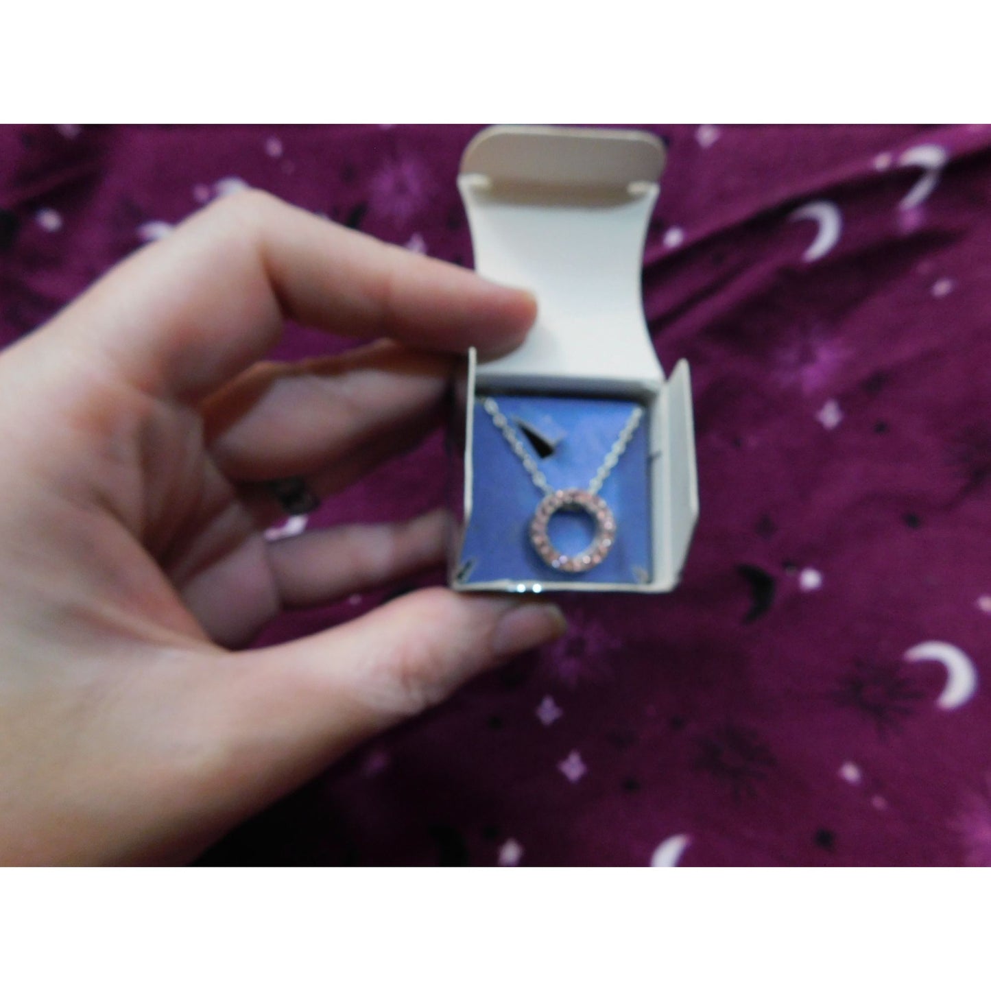 Avon Light Rose Sparkling Rhinestone Circle Necklace