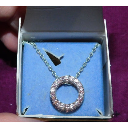 Avon Light Rose Sparkling Rhinestone Circle Necklace
