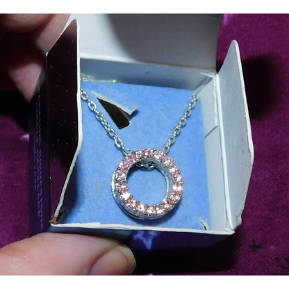 Avon Light Rose Sparkling Rhinestone Circle Necklace