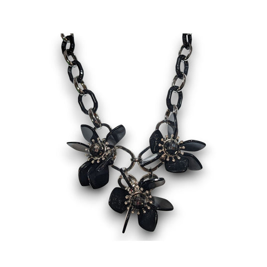 Ann Taylor Vintage Gothic Glam Black Floral Statement Necklace 18 Inch