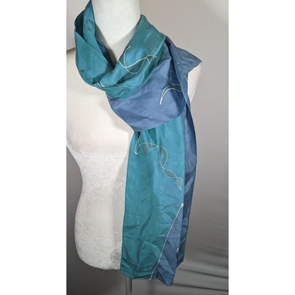 Vintage Sekina Blue Silk Abstract Scarf