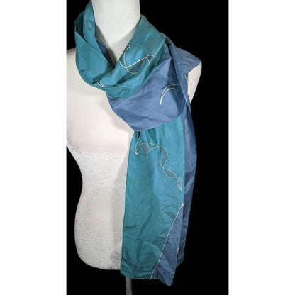 Vintage Sekina Blue Silk Abstract Scarf