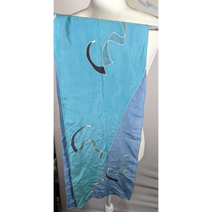 Vintage Sekina Blue Silk Abstract Scarf