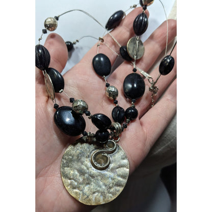 Bohemian Beaded Medallion Pendant Necklace