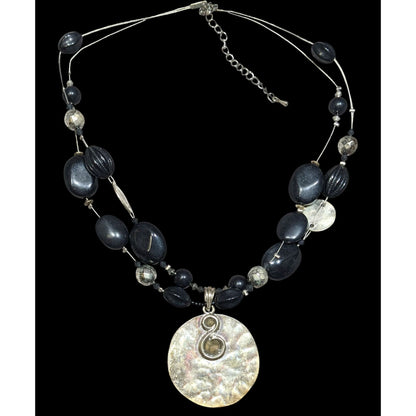 Bohemian Beaded Medallion Pendant Necklace