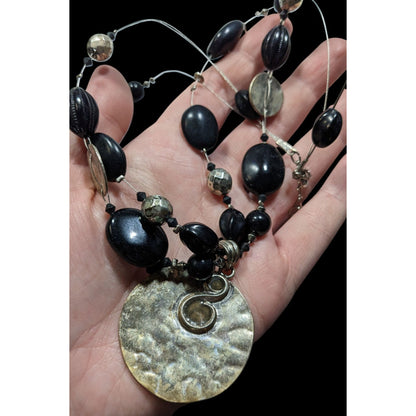 Bohemian Beaded Medallion Pendant Necklace