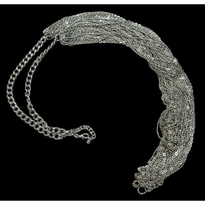 Glam Metal Multilayer Silver Tone Chain Necklace