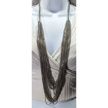 Glam Metal Multilayer Silver Tone Chain Necklace
