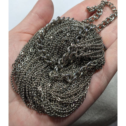 Glam Metal Multilayer Silver Tone Chain Necklace