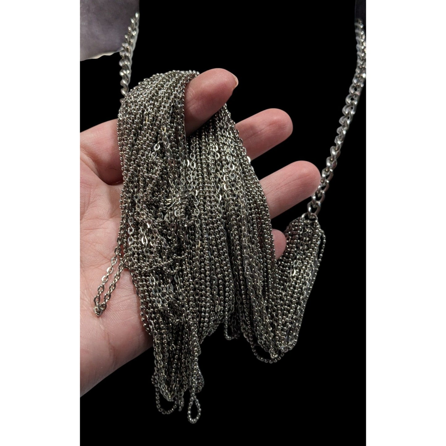 Glam Metal Multilayer Silver Tone Chain Necklace