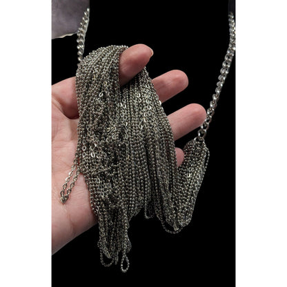Glam Metal Multilayer Silver Tone Chain Necklace
