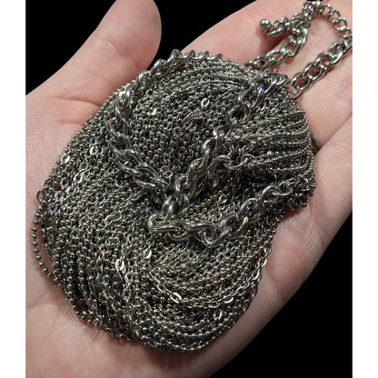 Glam Metal Multilayer Silver Tone Chain Necklace