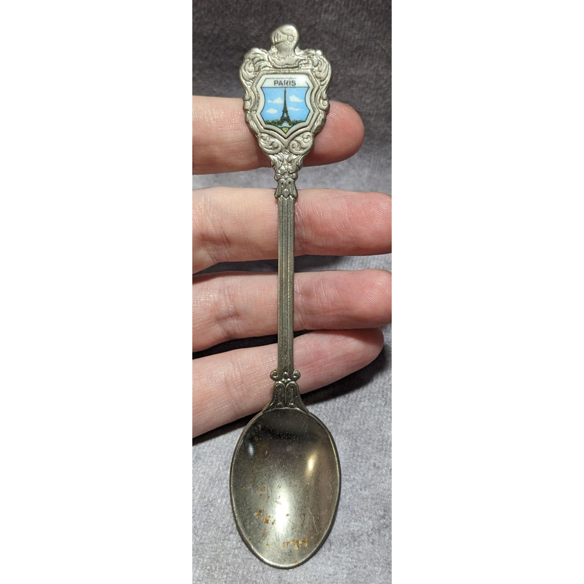Vintage Retro Metal Silver Tone Paris Eiffel Tower Souvenir Spoon 5 Inch