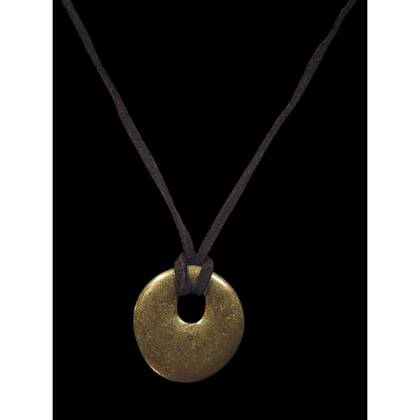 Classic Rustic Style Gold Tone Metal Disc Pendant Necklace