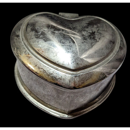 Silver Tone Velvet Lined Ashley Heart Trinket Box