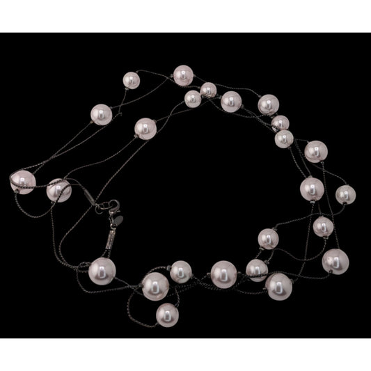 Vintage Roman Lavender Faux Pearl Layered Station Necklace