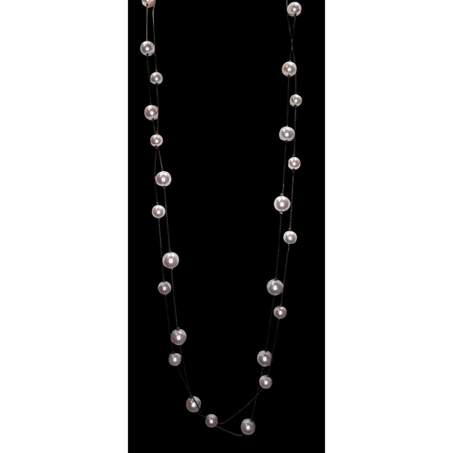 Vintage Roman Lavender Faux Pearl Layered Station Necklace