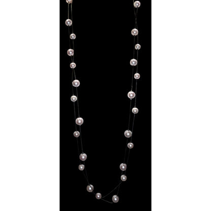 Vintage Roman Lavender Faux Pearl Layered Station Necklace