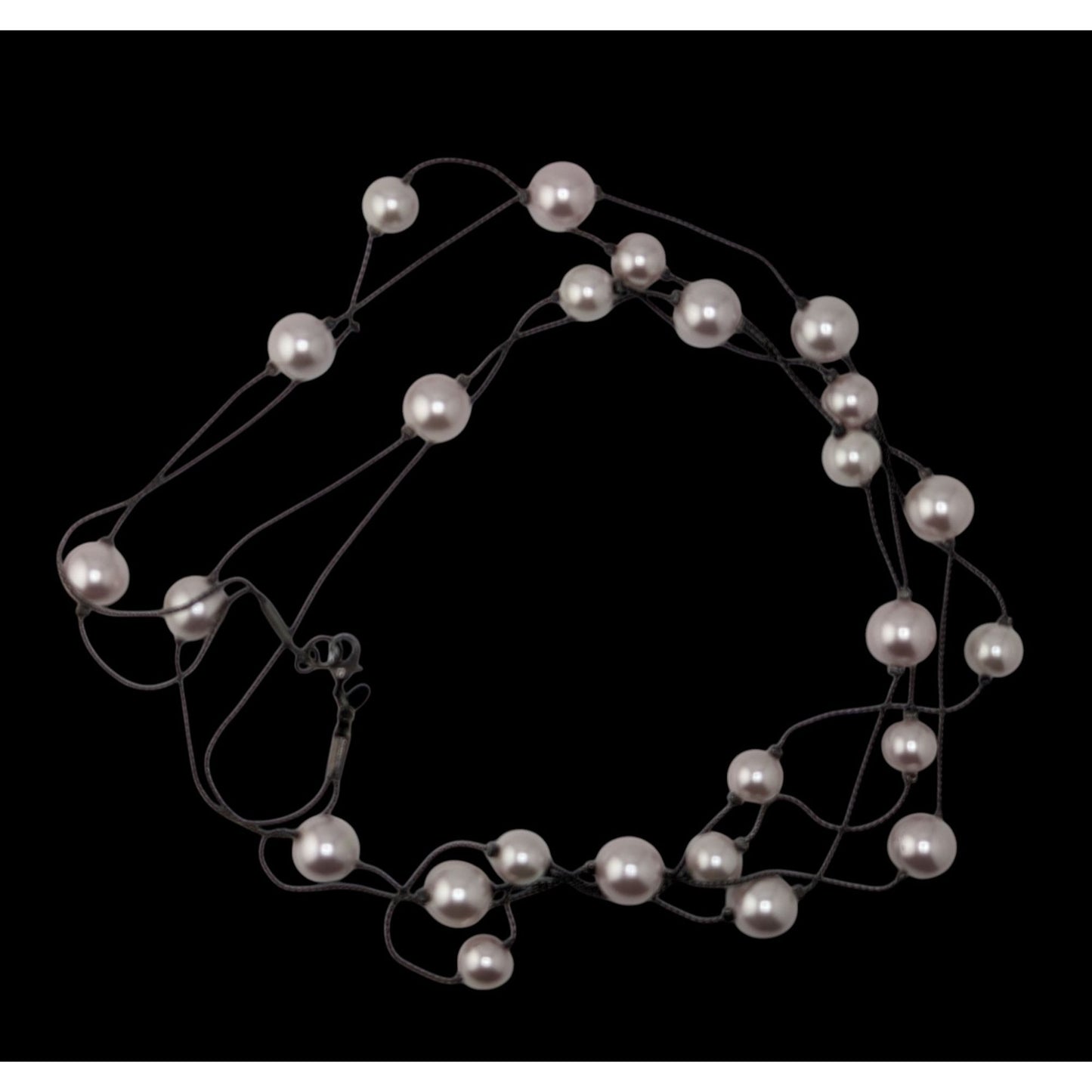 Vintage Roman Lavender Faux Pearl Layered Station Necklace