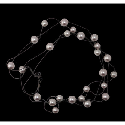 Vintage Roman Lavender Faux Pearl Layered Station Necklace