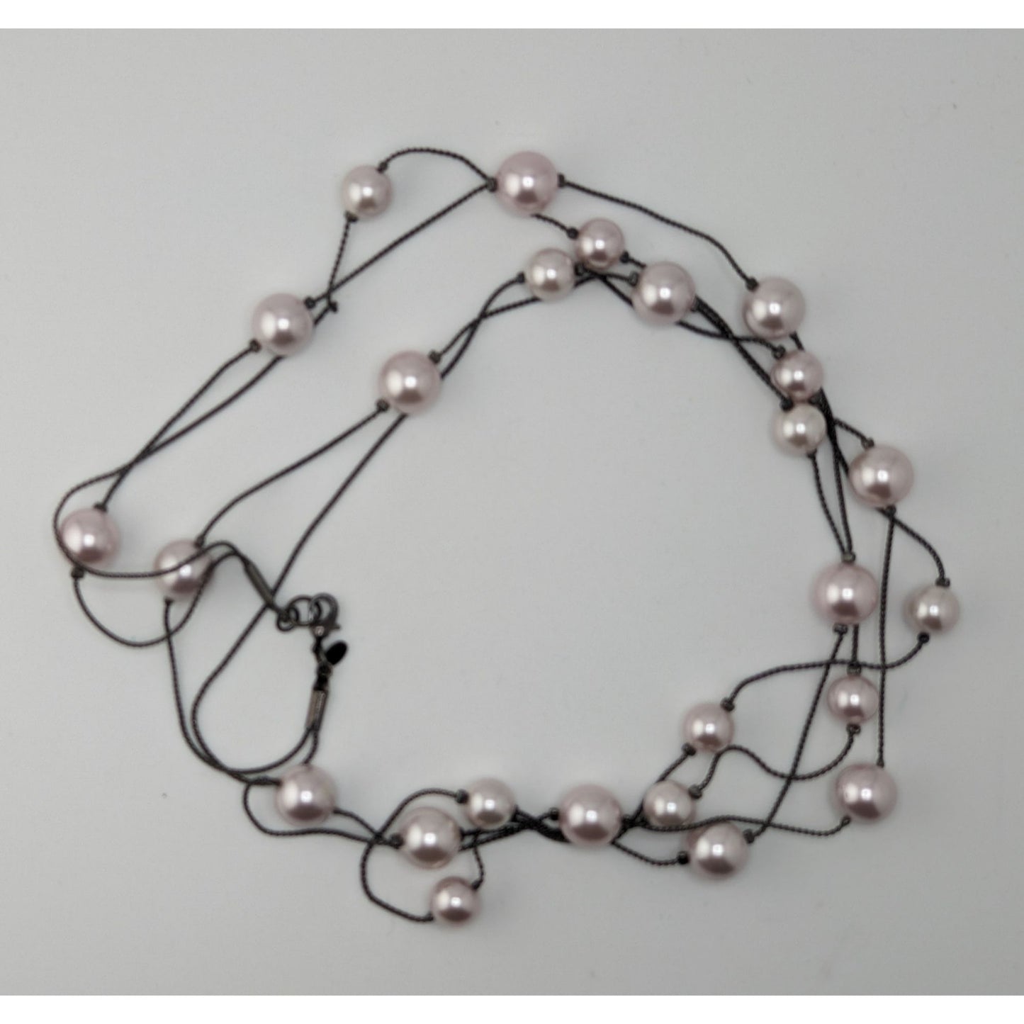 Vintage Roman Lavender Faux Pearl Layered Station Necklace