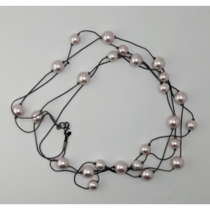 Vintage Roman Lavender Faux Pearl Layered Station Necklace