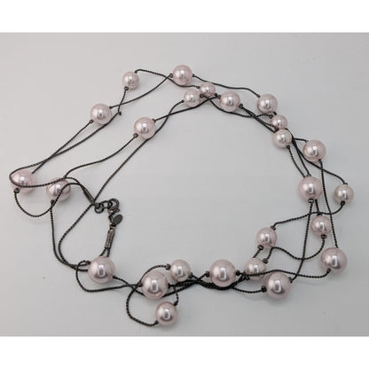Vintage Roman Lavender Faux Pearl Layered Station Necklace