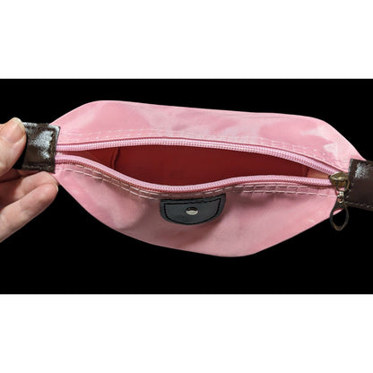 Pink And Brown Collapsible Zipper Cosmetic Bag