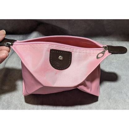 Pink And Brown Collapsible Zipper Cosmetic Bag