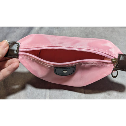 Pink And Brown Collapsible Zipper Cosmetic Bag