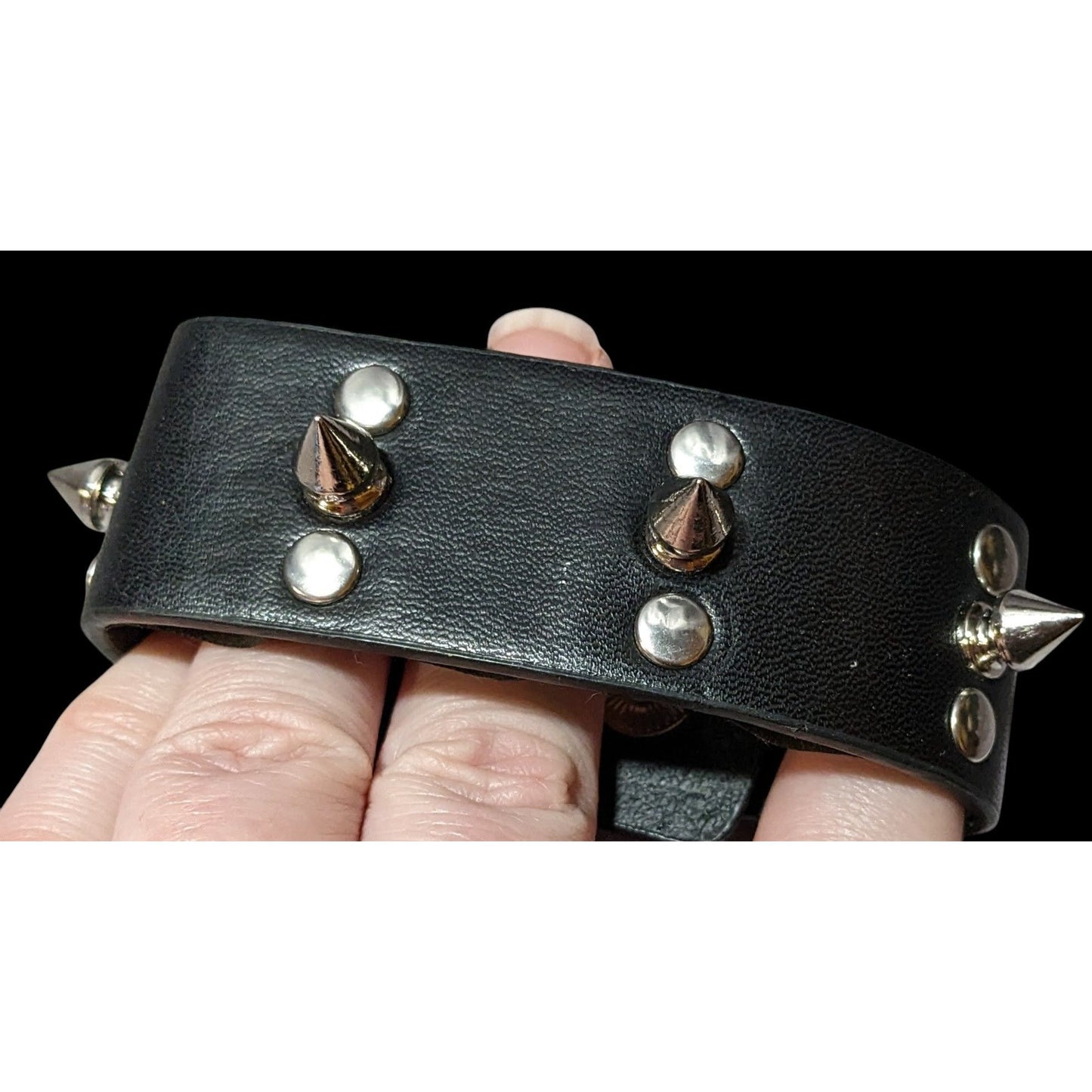 Gothic Punk Black Faux Leather Spiked Bracelet