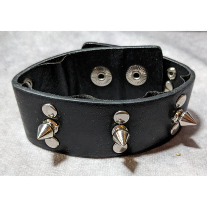 Gothic Punk Black Faux Leather Spiked Bracelet