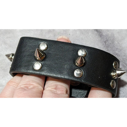 Gothic Punk Black Faux Leather Spiked Bracelet