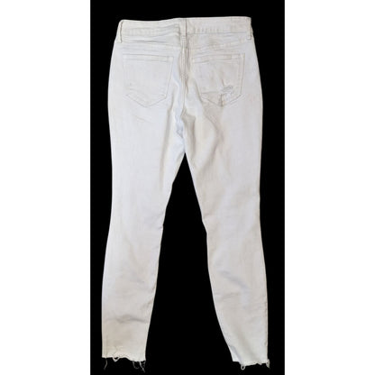 Old Navy Rockstar Super Skinny Distressed White Jeans Size 4 With Raw Hem & Ripped Details