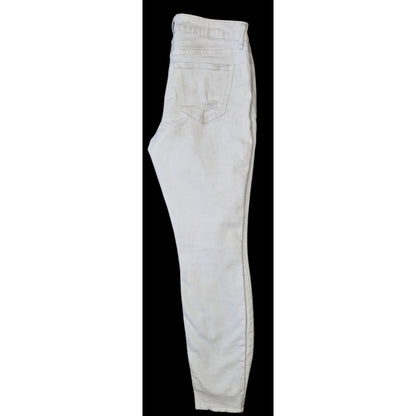 Old Navy Rockstar Super Skinny Distressed White Jeans Size 4 With Raw Hem & Ripped Details
