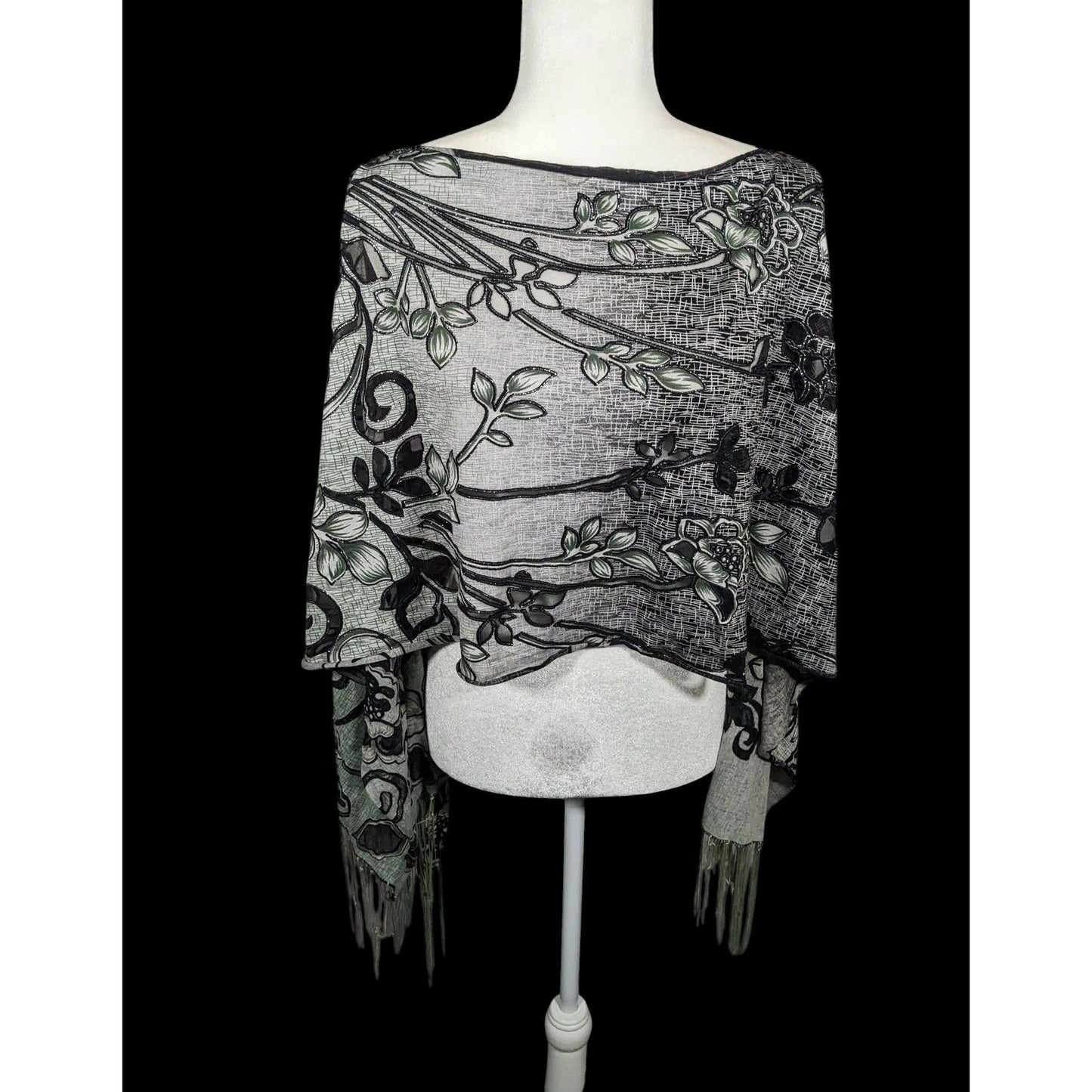 Whimsygoth Floral Scroll Burnout Multi-Way Scarf