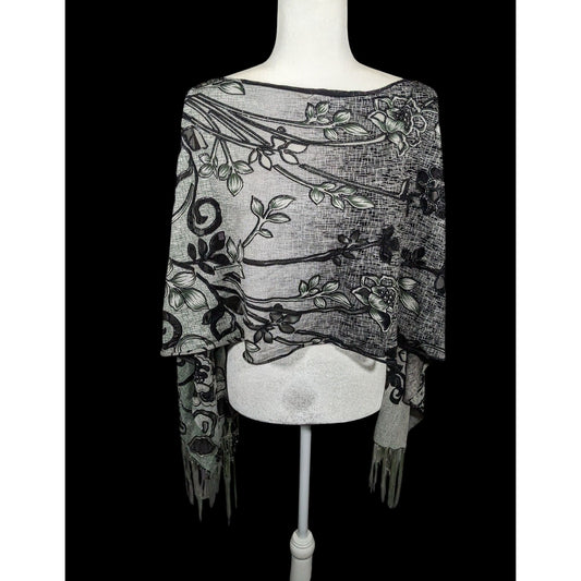 Whimsygoth Floral Scroll Burnout Multi-Way Scarf