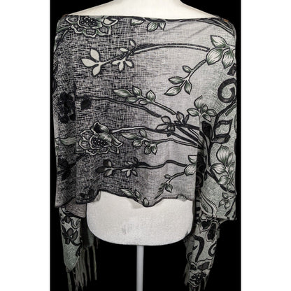 Whimsygoth Floral Scroll Burnout Multi-Way Scarf