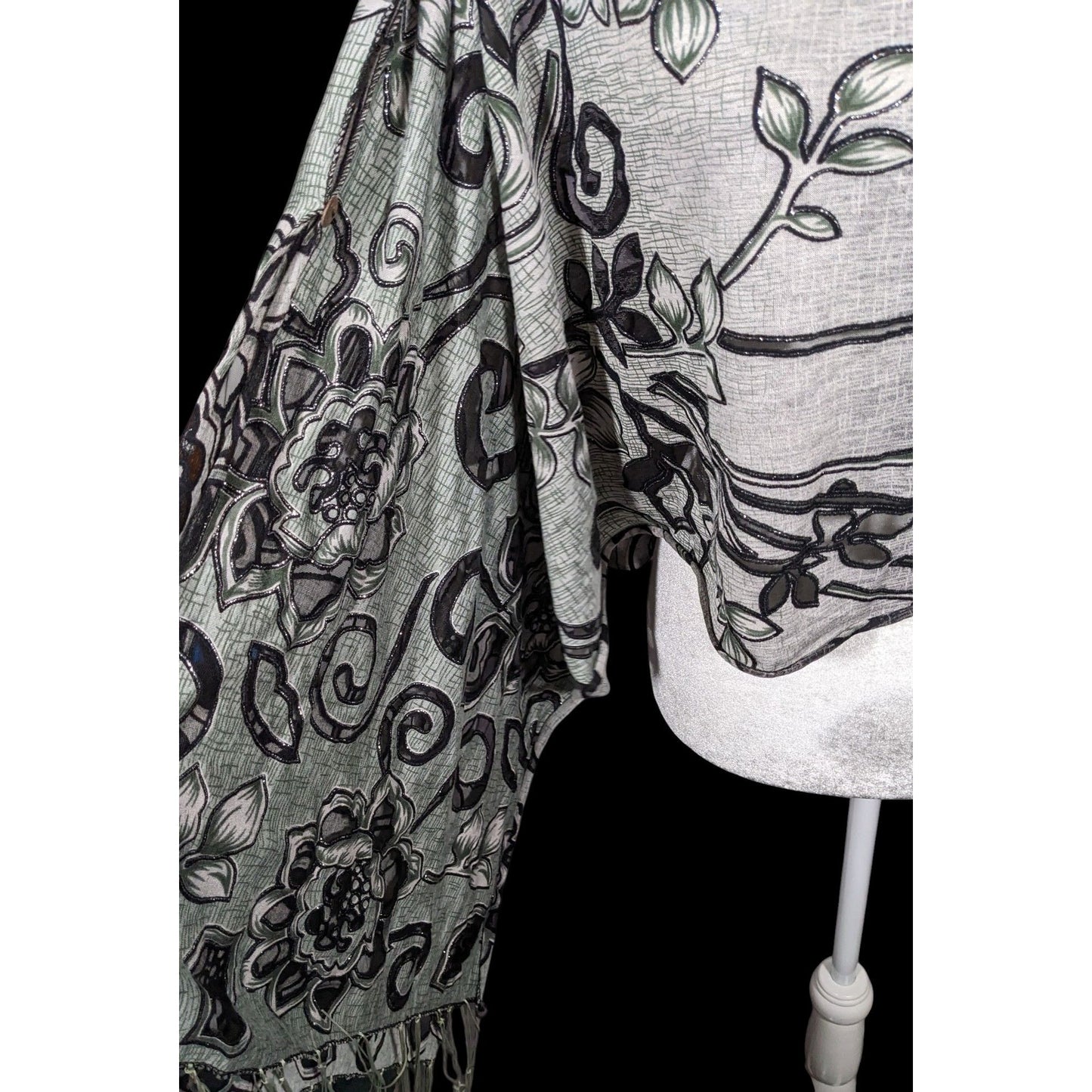 Whimsygoth Floral Scroll Burnout Multi-Way Scarf