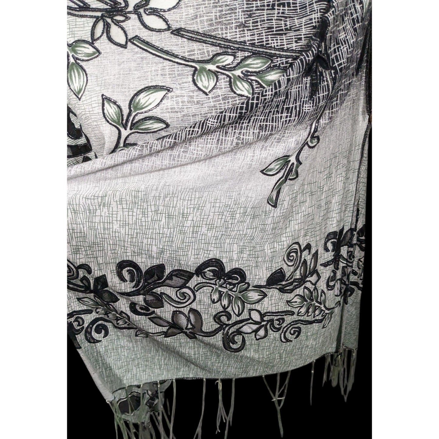 Whimsygoth Floral Scroll Burnout Multi-Way Scarf
